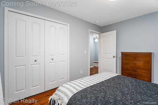 2870 Grand Marais Dr, Howell, MI 48843 - bedroom with dark wood-type flooring and a closet