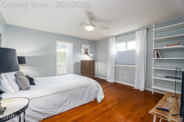 2870 Grand Marais Dr, Howell, MI 48843 - bedroom with wood finished floors, baseboards, and a ceiling fan