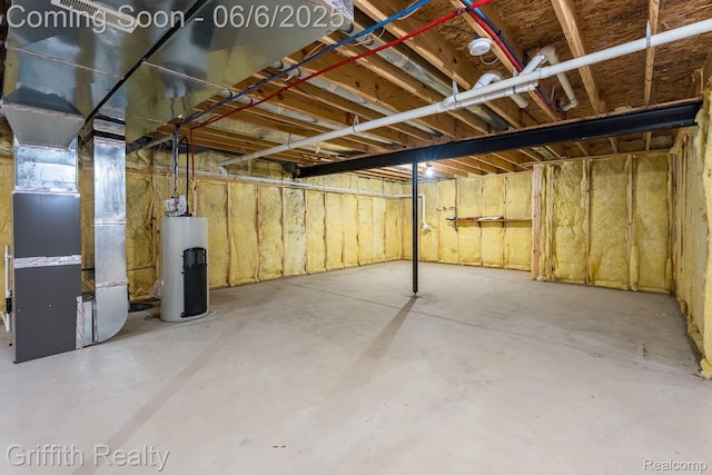 2870 Grand Marais Dr, Howell, MI 48843 - unfinished basement with water heater