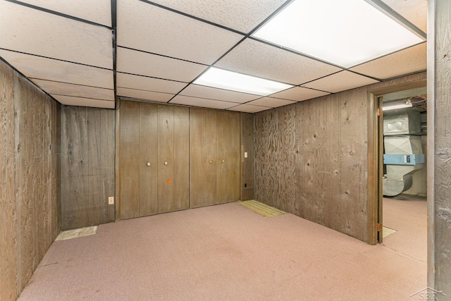 5211 S Gatesboro Dr, Saginaw, MI 48603 - finished basement featuring carpet flooring, a drop ceiling, and wood walls