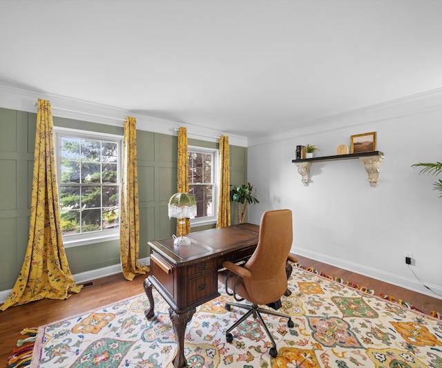 1150 Heatherlea Ct, Canton, MI 48188 - office with baseboards, crown molding, and wood finished floors