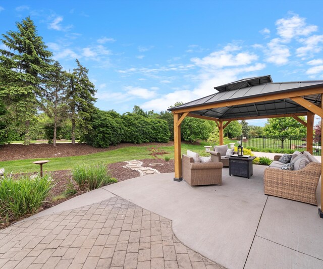 1150 Heatherlea Ct, Canton, MI 48188 - view of patio with an outdoor hangout area and a gazebo