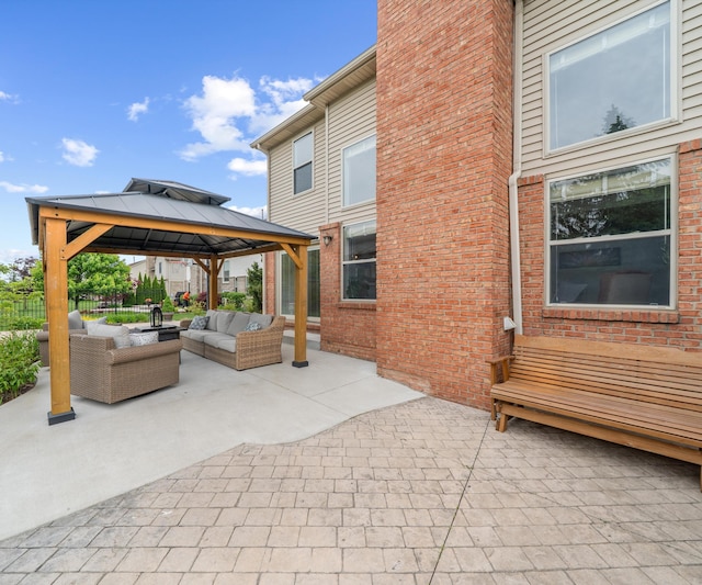 1150 Heatherlea Ct, Canton, MI 48188 - view of patio featuring an outdoor hangout area and a gazebo