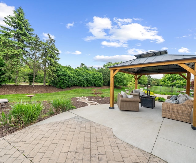 1150 Heatherlea Ct, Canton, MI 48188 - view of patio featuring an outdoor living space and a gazebo