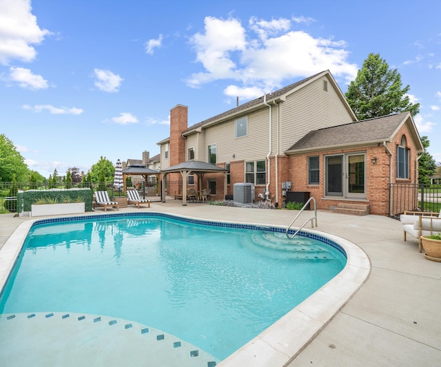 1150 Heatherlea Ct, Canton, MI 48188 - view of swimming pool with a gazebo, a patio, and central air condition unit