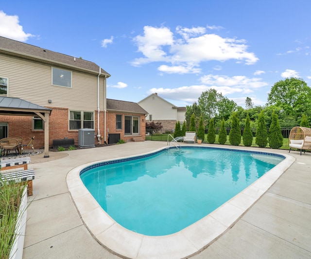 1150 Heatherlea Ct, Canton, MI 48188 - view of swimming pool with a patio, cooling unit, and a gazebo