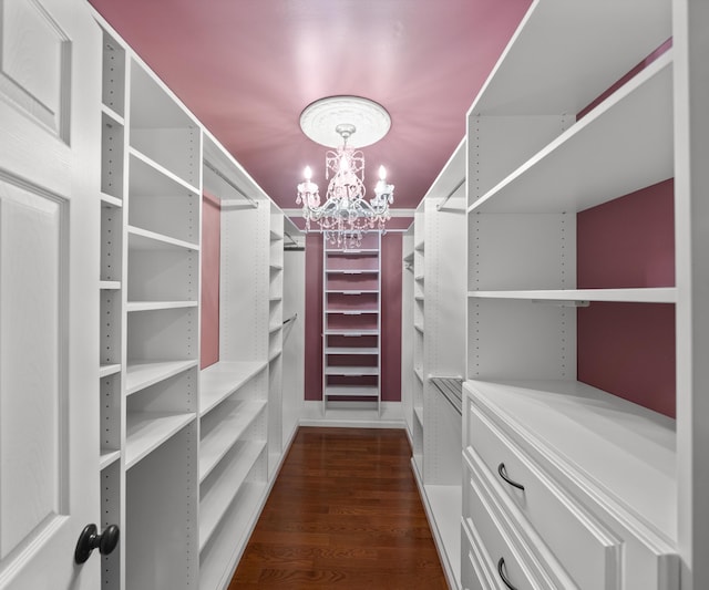 1150 Heatherlea Ct, Canton, MI 48188 - walk in closet featuring a chandelier and dark wood finished floors
