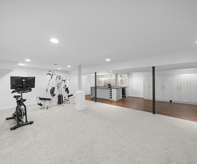 1150 Heatherlea Ct, Canton, MI 48188 - workout area with recessed lighting, baseboards, and carpet floors