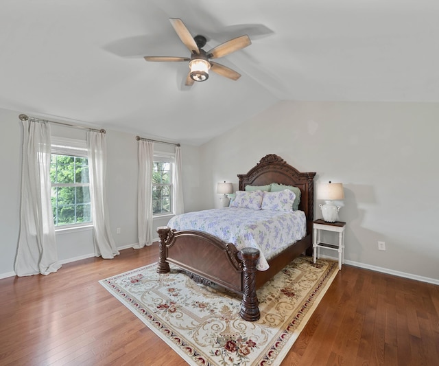1150 Heatherlea Ct, Canton, MI 48188 - bedroom with vaulted ceiling, wood finished floors, baseboards, and ceiling fan