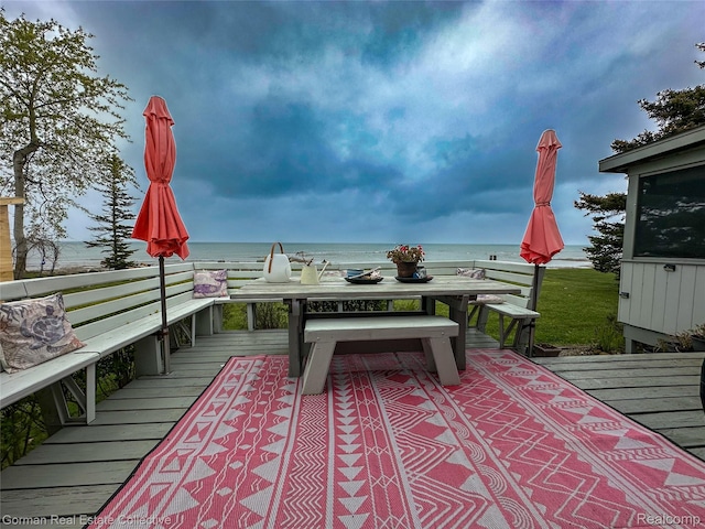 2109 S Lakeshore Rd, Harbor Beach, MI 48441 - view of patio featuring a deck with water view
