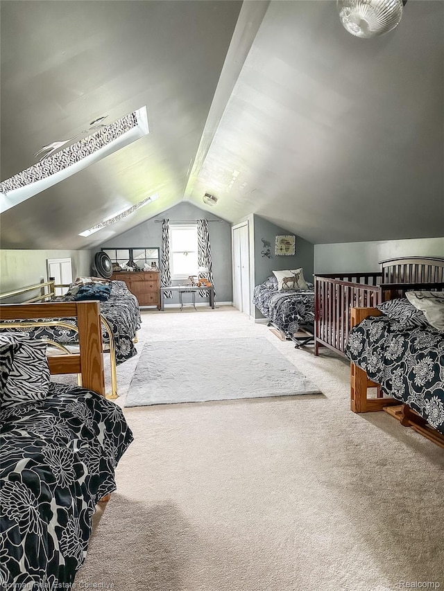 2109 S Lakeshore Rd, Harbor Beach, MI 48441 - carpeted bedroom featuring lofted ceiling