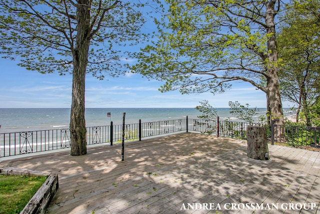 5011 Rosabelle Beach Ave, Holland, MI 49424 - wooden deck with view of water and beach
