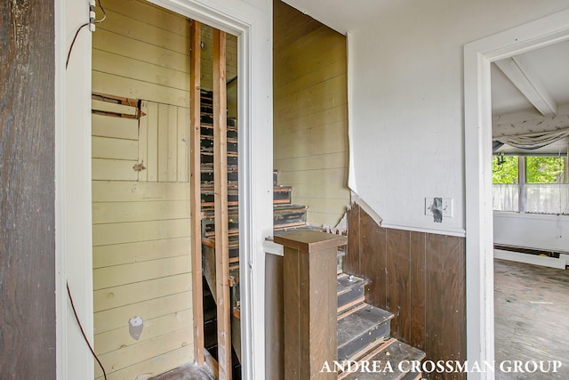 5011 Rosabelle Beach Ave, Holland, MI 49424 - stairs with wood walls and wood finished floors