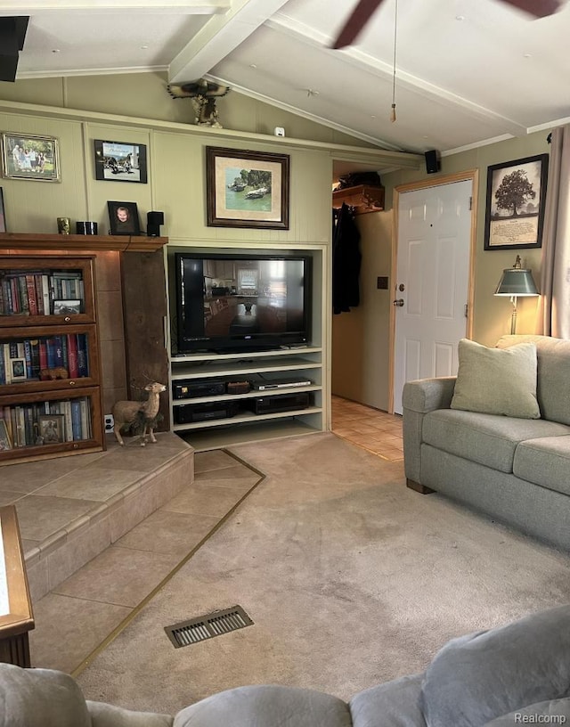 2999 Copeland Rd, Port Austin, MI 48467 - living room featuring carpet floors and a ceiling fan