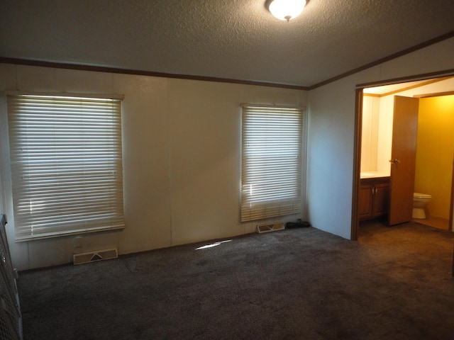 5925 113th Ave, Pullman, MI 49450 - unfurnished room featuring ornamental molding, lofted ceiling, a textured ceiling, and carpet flooring