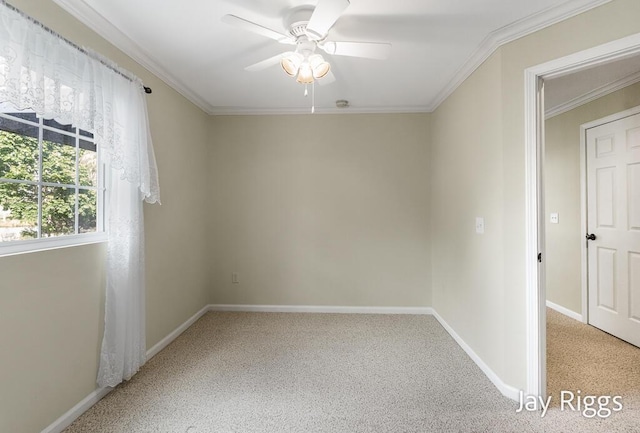 2632 E Turning Leaf Way Unit 111, Fruitport, MI 49415 - spare room with carpet floors, ceiling fan, baseboards, and crown molding