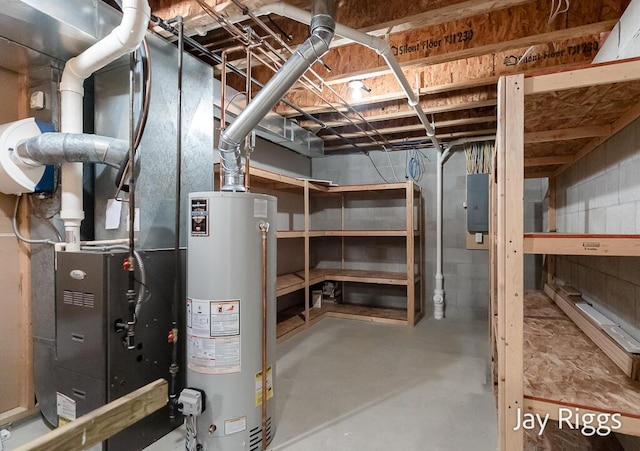 2632 E Turning Leaf Way Unit 111, Fruitport, MI 49415 - unfinished below grade area with water heater and electric panel