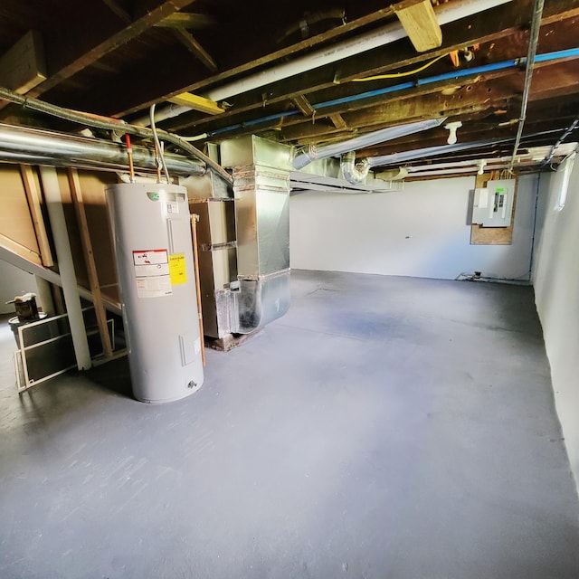 2109 Schippers Ln, Kalamazoo, MI 49048 - unfinished basement with electric water heater, electric panel, and heating unit