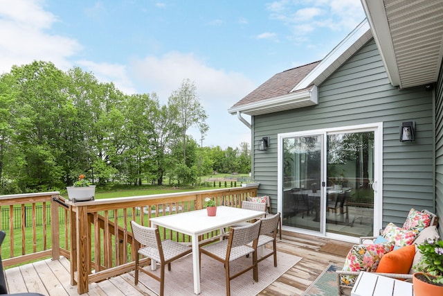 1819 Gloryfield Dr SW, Byron Center, MI 49315 - wooden deck with outdoor dining space and a yard