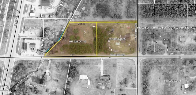 19030 W Almy Rd, Howard City, MI 49329 - aerial overview of property's location featuring property parcel outlined