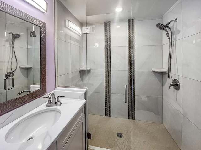 24609 Redwing Dr, Novi, MI 48374 - bathroom with a shower stall, vanity, and toilet