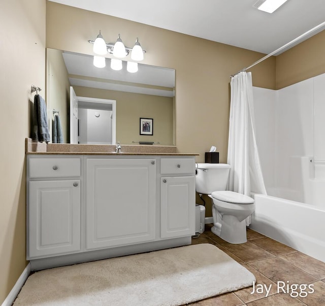 5702 Copper Sands Run Unit 101, Fruitport, MI 49415 - bathroom with vanity, toilet, shower / bath combo, and tile patterned flooring