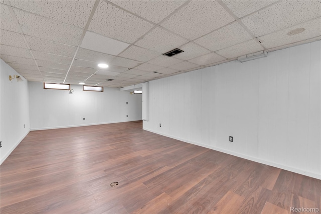 21608 Barton St, Saint Clair Shores, MI 48081 - finished basement with wood finished floors, a drop ceiling, and baseboards
