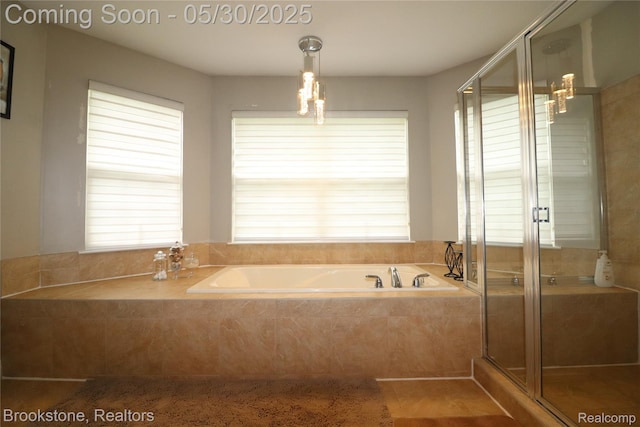 13961 Cobblestone Creek Dr, Belleville, MI 48111 - full bathroom with plenty of natural light, a garden tub, and a shower stall