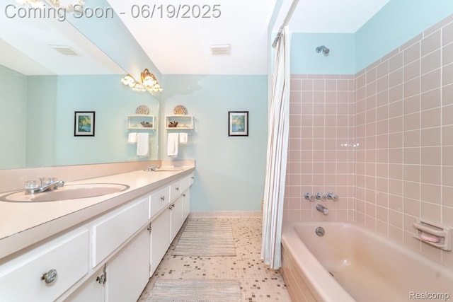 18410 Fermanagh Ct, Northville, MI 48168 - full bathroom featuring shower / bath combo and double vanity