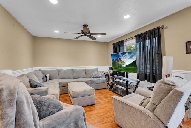 1094 Lake Marie Dr, Horton, MI 49246 - living room with ceiling fan, light wood-type flooring, and recessed lighting