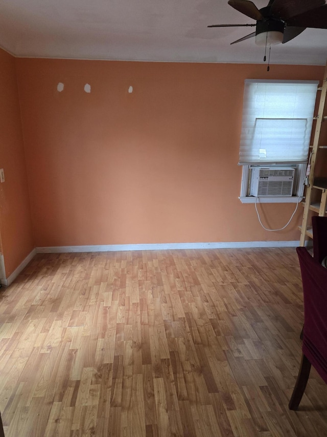 15495 Chelsea, Redford, MI 48239 - empty room with wood finished floors, ceiling fan, baseboards, and cooling unit