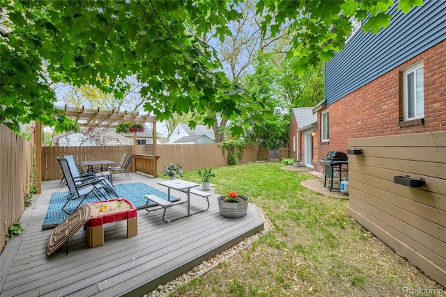 1104 James K Blvd, Pontiac, MI 48341 - view of yard with outdoor dining area, a pergola, and a wooden deck