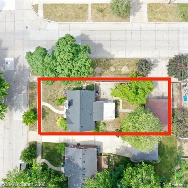 1042 Drexel St, Dearborn, MI 48128 - aerial view of property's location featuring property parcel outlined