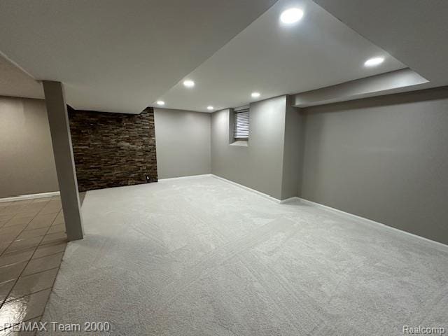 1042 Drexel St, Dearborn, MI 48128 - below grade area featuring carpet, baseboards, and recessed lighting