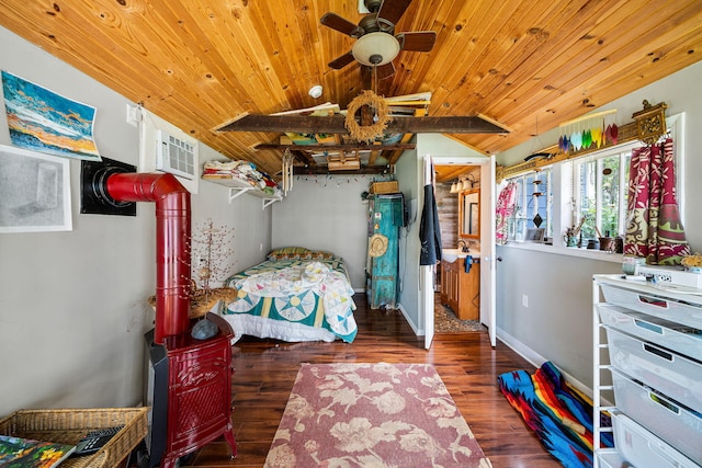 21922 Lake St, Cassopolis, MI 49031 - bedroom featuring lofted ceiling, wooden ceiling, wood finished floors, and baseboards