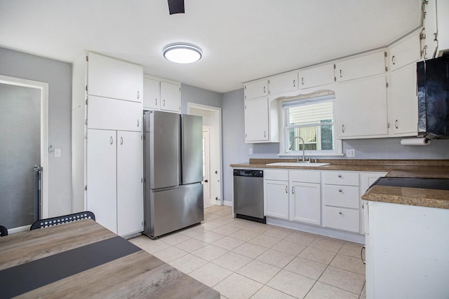 515 Fairfield Ave, Battle Creek, MI 49015 - kitchen with stainless steel appliances, a sink, white cabinetry, and baseboards