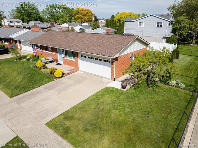 33532 Regal, Fraser, MI 48026 - view of front of property with brick siding, a garage, driveway, a shingled roof, and a residential view
