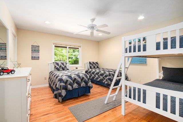 12215 Dunes Rd, Sawyer, MI 49125 - bedroom featuring light wood-style floors, recessed lighting, baseboards, and a ceiling fan