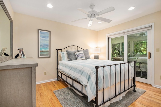 12215 Dunes Rd, Sawyer, MI 49125 - bedroom featuring access to outside, baseboards, recessed lighting, and light wood-style flooring