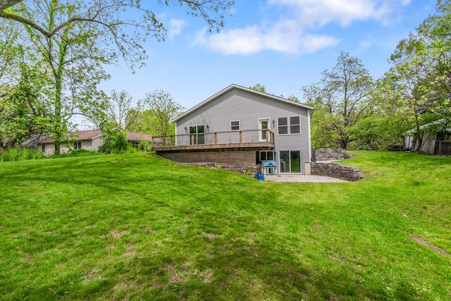 124 S Shore Dr, Portage, MI 49002 - back of house featuring a yard, a deck, and a patio area