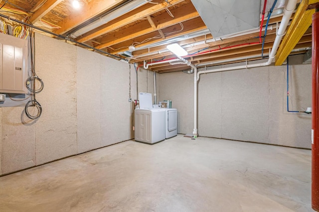 124 S Shore Dr, Portage, MI 49002 - unfinished below grade area with washer and clothes dryer and electric panel