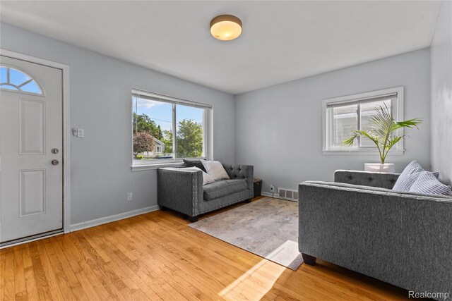 125 Tecumseh St, Clawson, MI 48017 - living room featuring light wood-type flooring, plenty of natural light, and baseboards