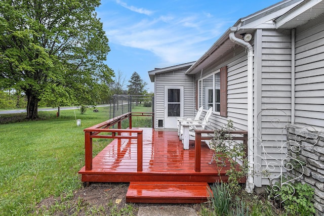 7694 Norconk Rd, Bear Lake, MI 49614 - wooden terrace with a lawn