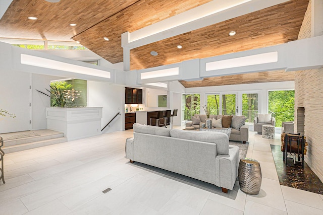202 Orchard Hills Dr, Ann Arbor, MI 48104 - living area with high vaulted ceiling and recessed lighting