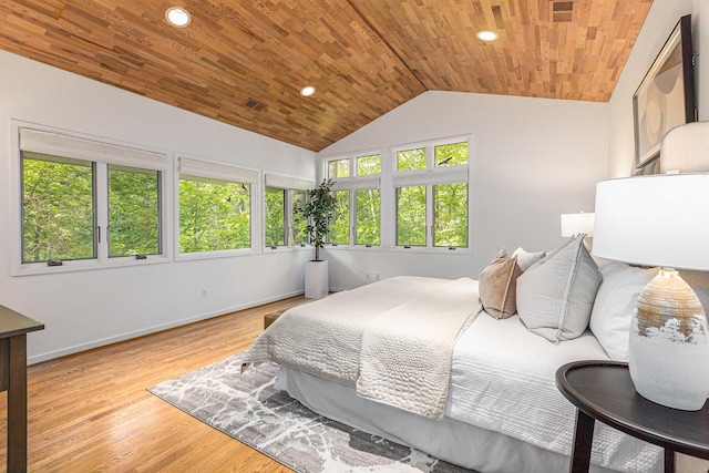 202 Orchard Hills Dr, Ann Arbor, MI 48104 - bedroom with vaulted ceiling, wood ceiling, baseboards, recessed lighting, and wood finished floors