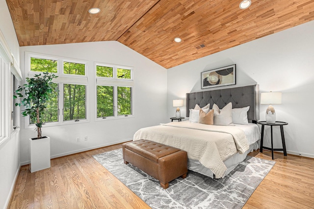 202 Orchard Hills Dr, Ann Arbor, MI 48104 - bedroom featuring vaulted ceiling, baseboards, wooden ceiling, wood finished floors, and recessed lighting