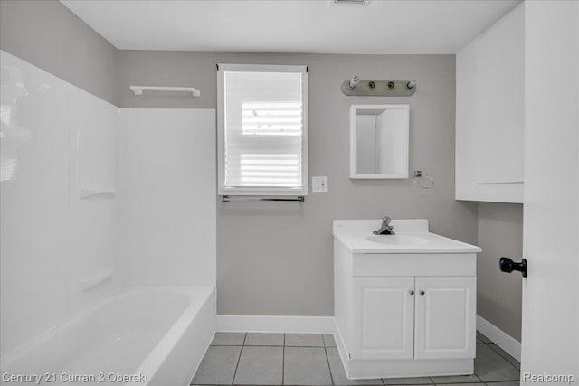 59 E Pleasant St, River Rouge, MI 48218 - bathroom featuring tile patterned flooring, vanity, baseboards, and tub / shower combination