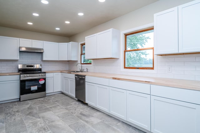 2800 Mayflower Rd, Niles, MI 49120 - kitchen with appliances with stainless steel finishes, recessed lighting, a sink, plenty of natural light, and under cabinet range hood