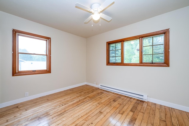 2800 Mayflower Rd, Niles, MI 49120 - unfurnished room featuring a baseboard radiator, baseboards, hardwood / wood-style floors, and a ceiling fan