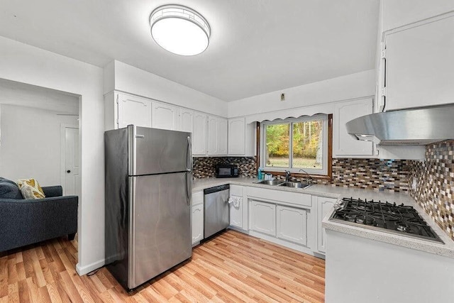 5344 Paw Paw Lake Rd, Coloma, MI 49038 - kitchen with appliances with stainless steel finishes, a sink, light wood-type flooring, light countertops, and tasteful backsplash